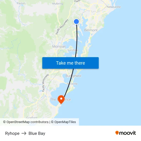 Ryhope to Blue Bay map
