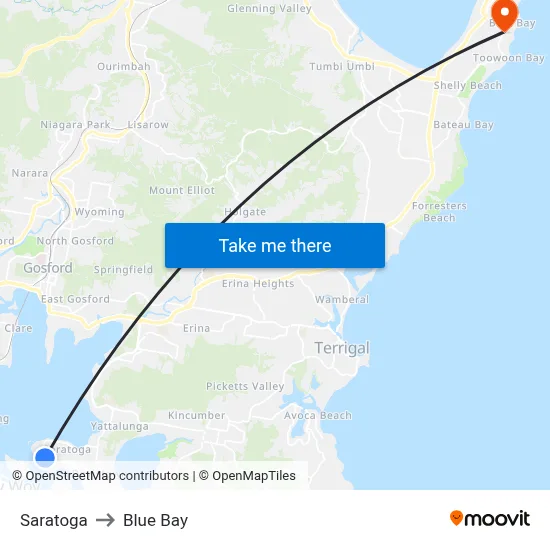 Saratoga to Blue Bay map