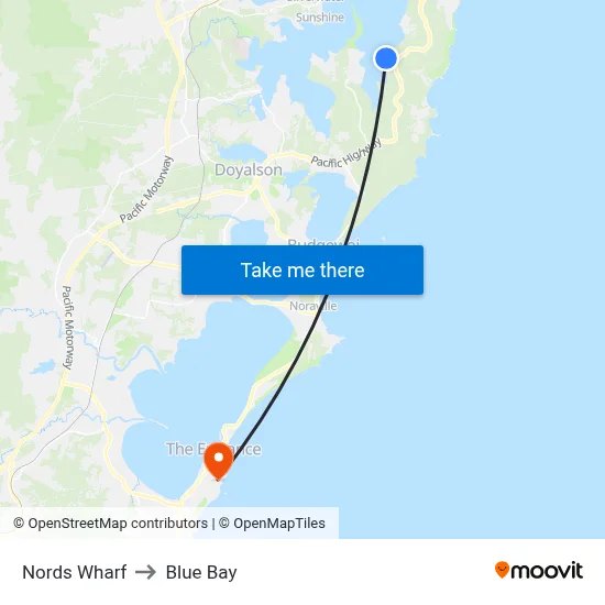 Nords Wharf to Blue Bay map