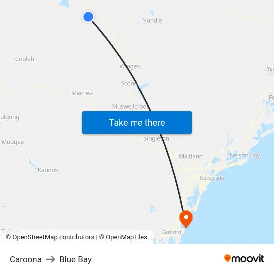 Caroona to Blue Bay map