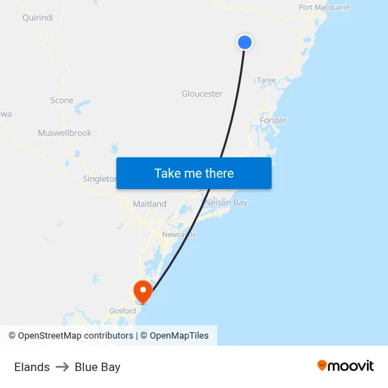Elands to Blue Bay map