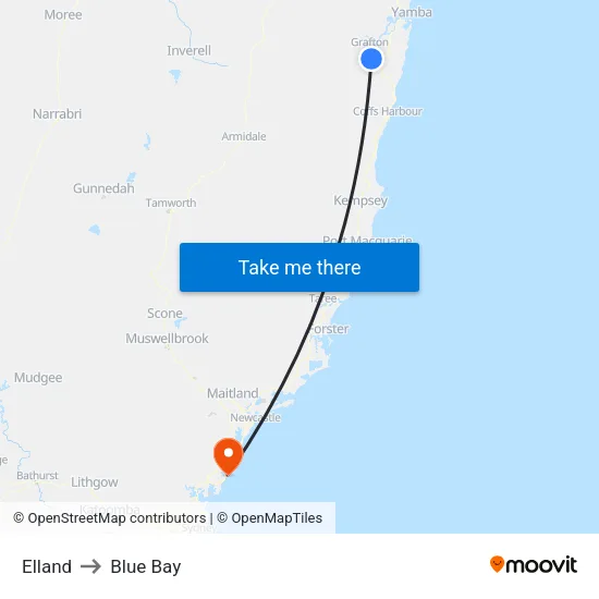 Elland to Blue Bay map