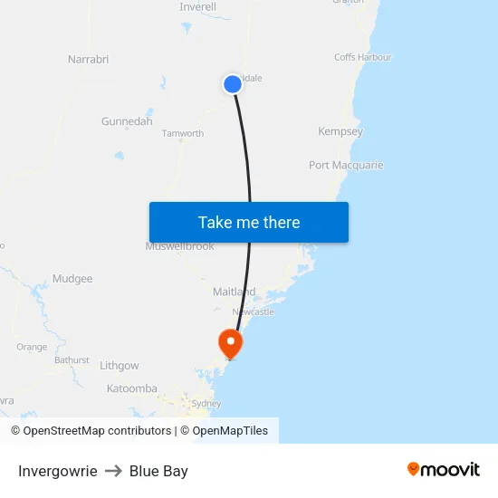 Invergowrie to Blue Bay map
