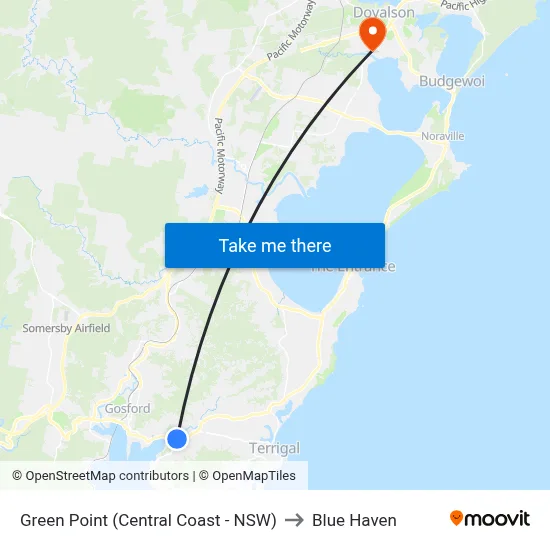 Green Point (Central Coast - NSW) to Blue Haven map