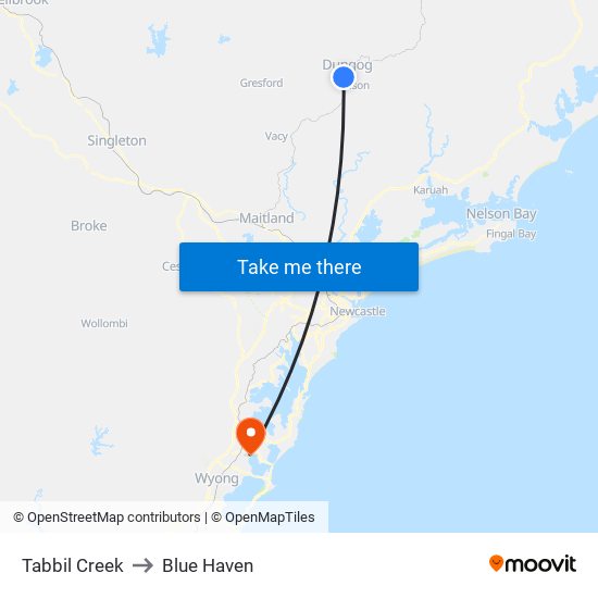 Tabbil Creek to Blue Haven map