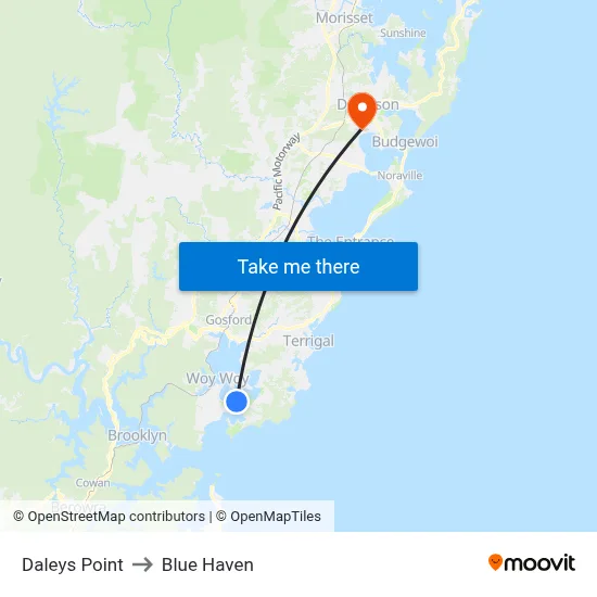 Daleys Point to Blue Haven map