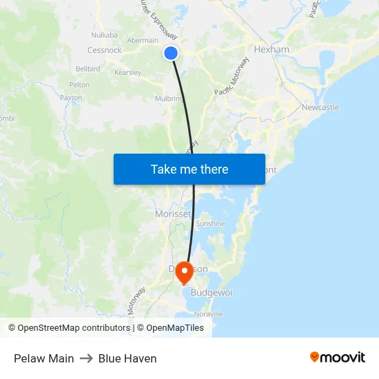 Pelaw Main to Blue Haven map