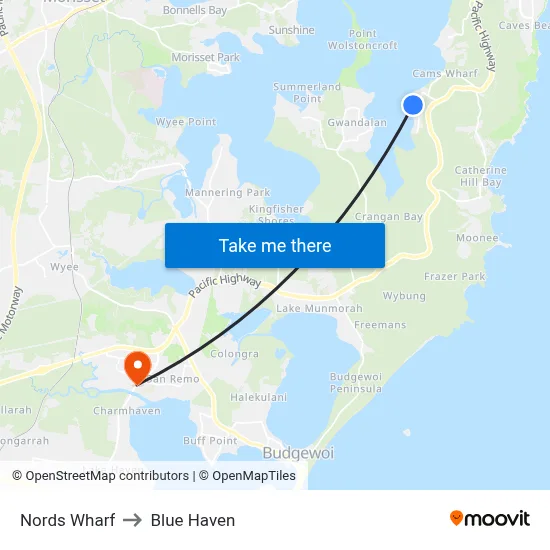 Nords Wharf to Blue Haven map