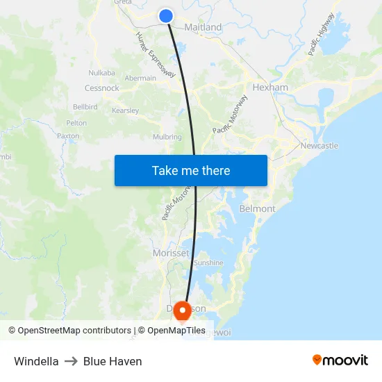 Windella to Blue Haven map