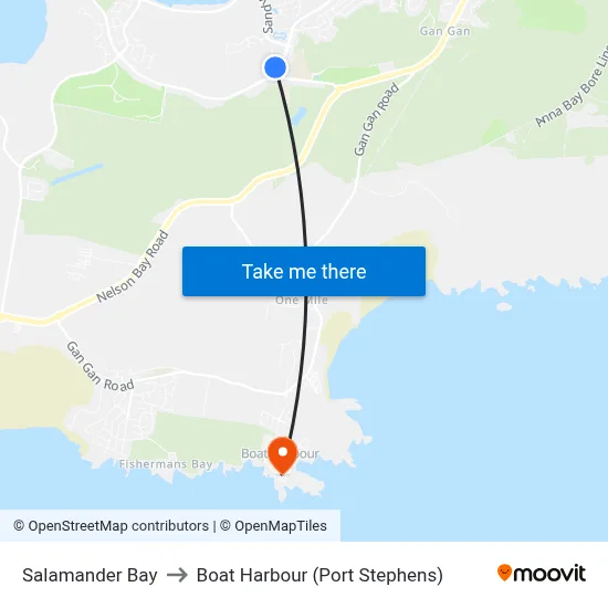 Salamander Bay to Boat Harbour (Port Stephens) map