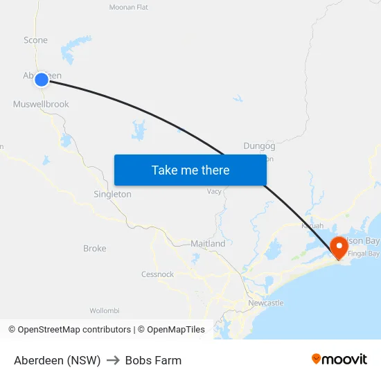 Aberdeen (NSW) to Bobs Farm map