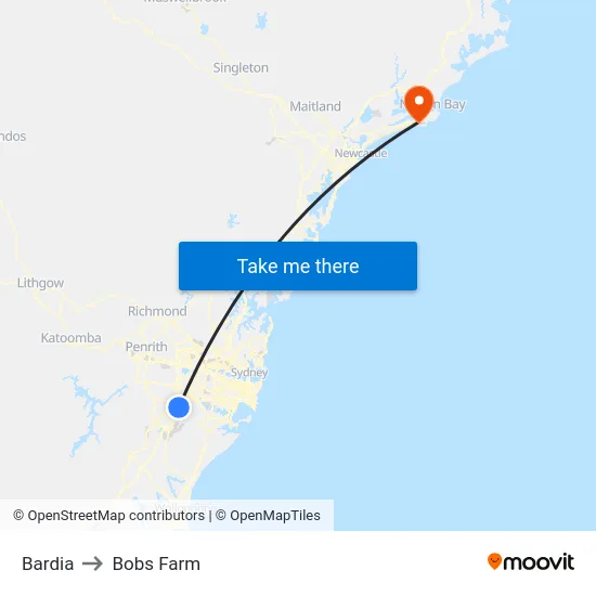 Bardia to Bobs Farm map