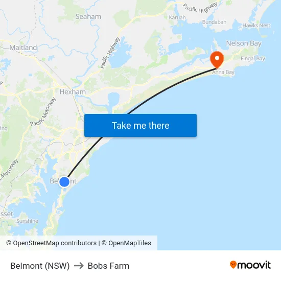Belmont (NSW) to Bobs Farm map