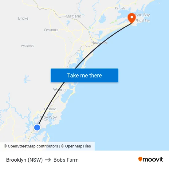 Brooklyn (NSW) to Bobs Farm map