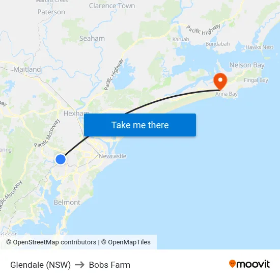 Glendale (NSW) to Bobs Farm map