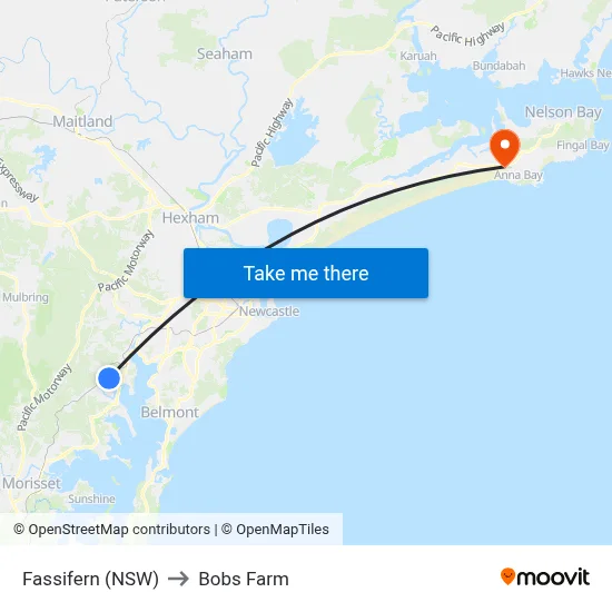 Fassifern (NSW) to Bobs Farm map
