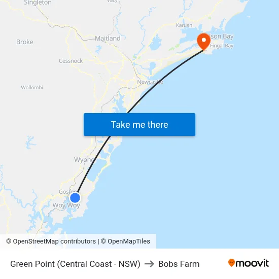 Green Point (Central Coast - NSW) to Bobs Farm map