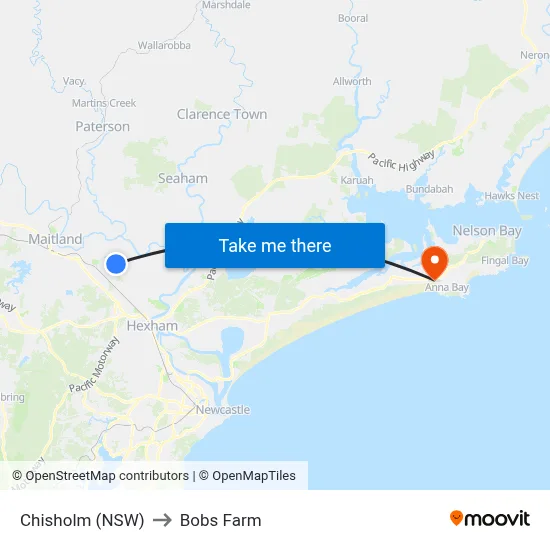 Chisholm (NSW) to Bobs Farm map