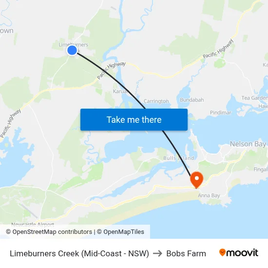 Limeburners Creek (Mid-Coast - NSW) to Bobs Farm map
