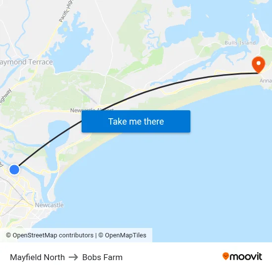 Mayfield North to Bobs Farm map