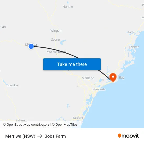 Merriwa (NSW) to Bobs Farm map