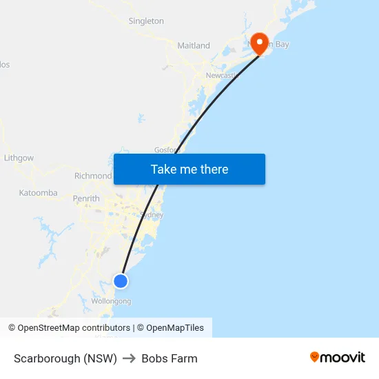 Scarborough (NSW) to Bobs Farm map