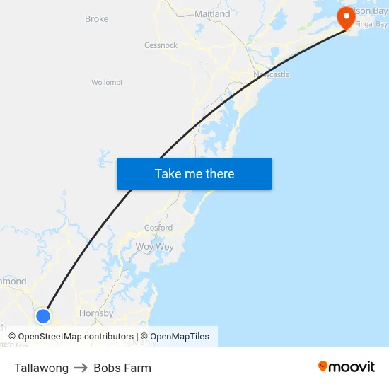 Tallawong to Bobs Farm map