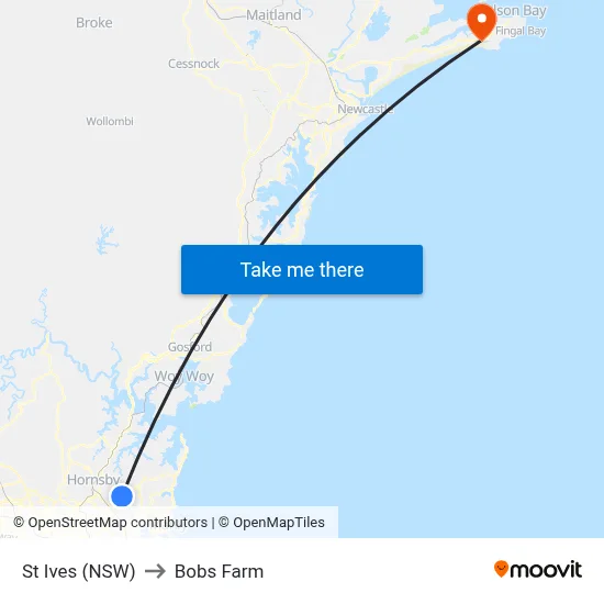 St Ives (NSW) to Bobs Farm map