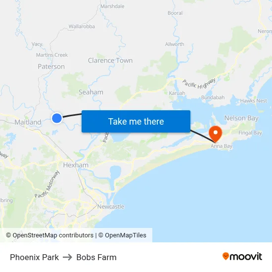 Phoenix Park to Bobs Farm map
