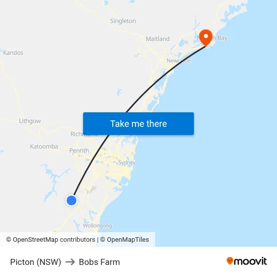 Picton (NSW) to Bobs Farm map