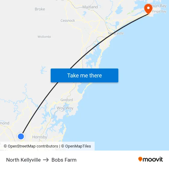 North Kellyville to Bobs Farm map