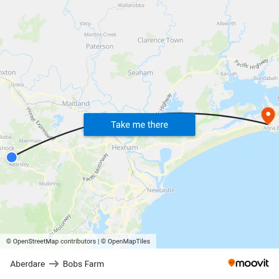 Aberdare to Bobs Farm map