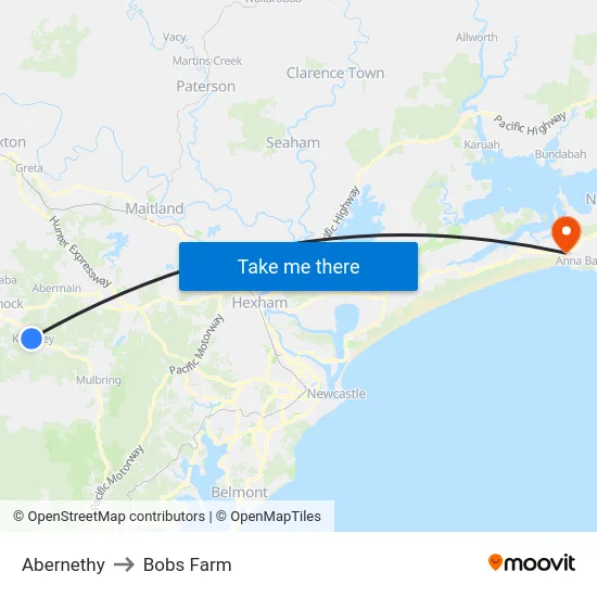 Abernethy to Bobs Farm map