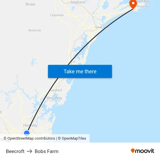Beecroft to Bobs Farm map