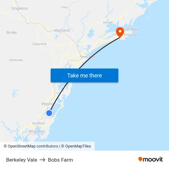 Berkeley Vale to Bobs Farm map