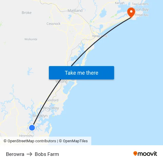 Berowra to Bobs Farm map