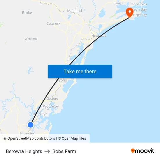 Berowra Heights to Bobs Farm map