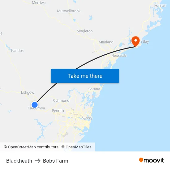 Blackheath to Bobs Farm map