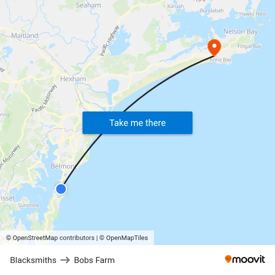 Blacksmiths to Bobs Farm map