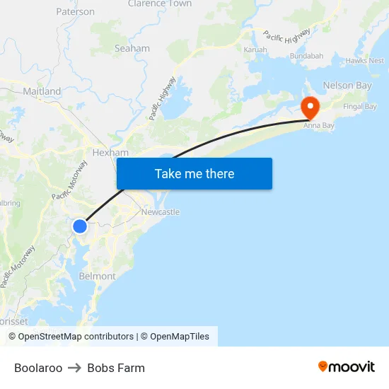 Boolaroo to Bobs Farm map