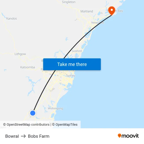 Bowral to Bobs Farm map