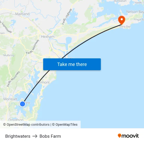 Brightwaters to Bobs Farm map