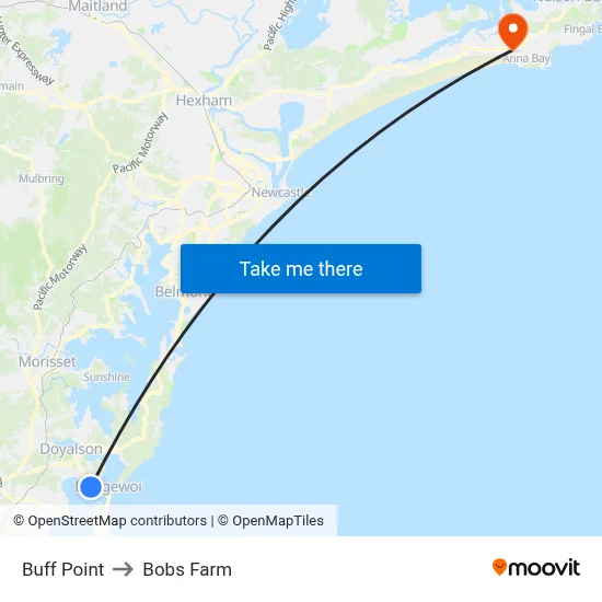 Buff Point to Bobs Farm map