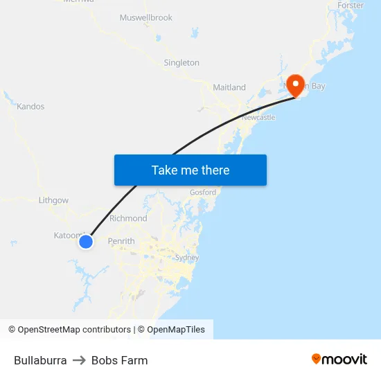 Bullaburra to Bobs Farm map