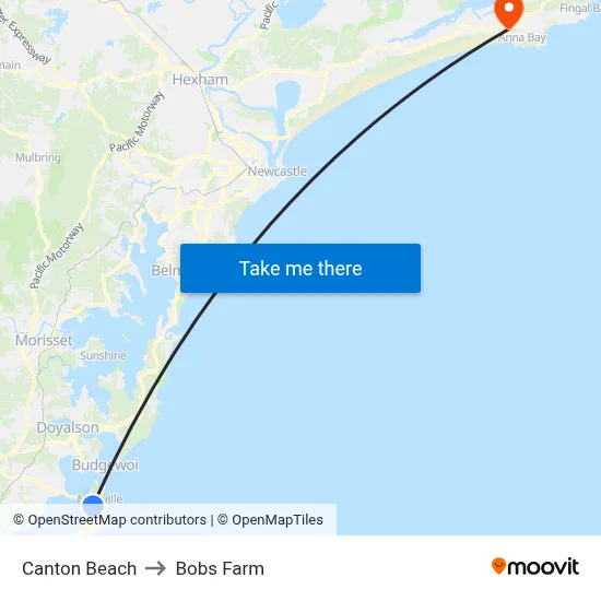 Canton Beach to Bobs Farm map