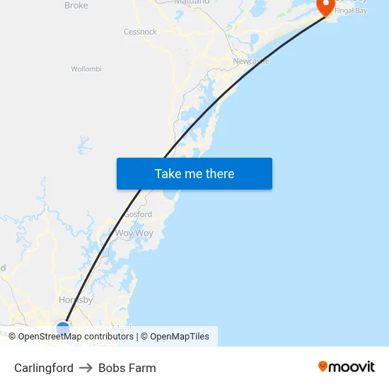 Carlingford to Bobs Farm map