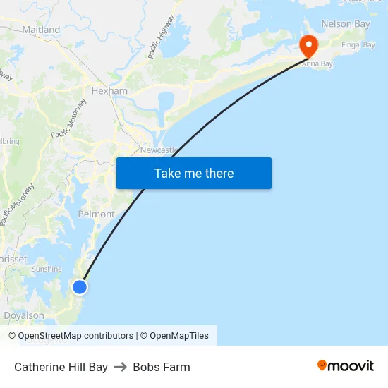 Catherine Hill Bay to Bobs Farm map