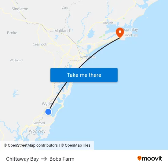 Chittaway Bay to Bobs Farm map