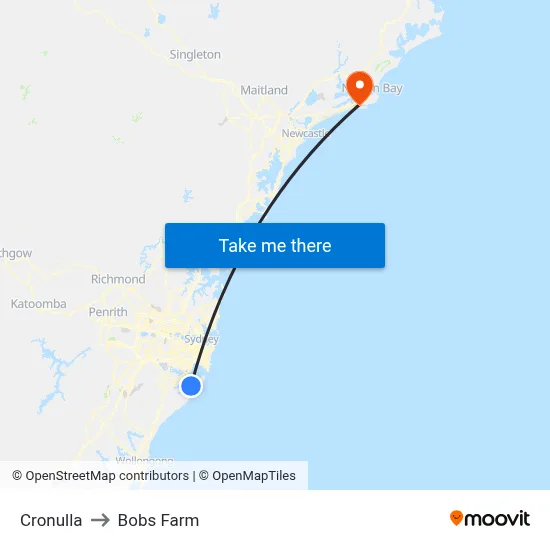 Cronulla to Bobs Farm map