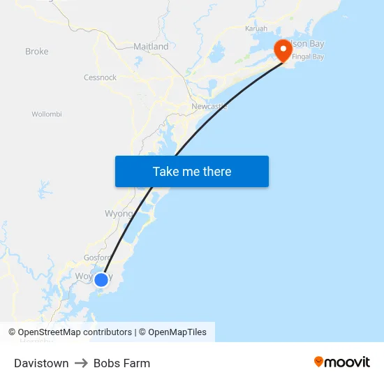 Davistown to Bobs Farm map